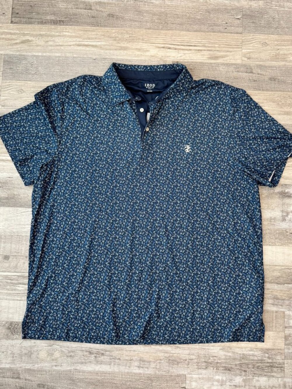 Izod Golf mens blue floral short sleeve polo shirt size XXL I29